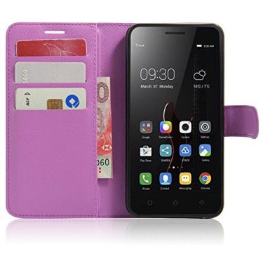 Imagem de Capa carteira Lenovo VIBE C/A2020, capa carteira flip de couro PU premium com compartimento para cartão, suporte e fecho magnético [capa interior à prova de choque de TPU] Compatível com Lenovo VIBE