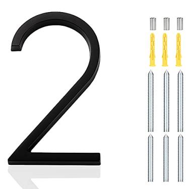 Imagem de Números de casa de 14,2 cm, moderno, flutuante, número de endereço residencial, alumínio, acabamento escovado (Num 2)