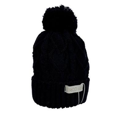 Imagem de Gorro de Tricô Para Meninas Com Pompom Preto