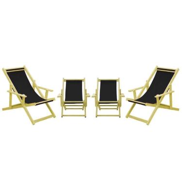 Imagem de Kit 4 Espreguiçadeiras 2 Adulto E 2 Infantil-preto