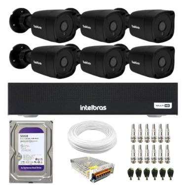 Imagem de Kit 6 Câmeras Bullet TF 2020 B Black Tudo Forte Full HD 1080p Visão Noturna 20M Proteção IP66 + DVR Intelbras MHDX 1108-C 8 Canais + HD 500GB