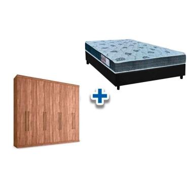 Imagem de Cama Box Casal + Colchão D45 Cecina + Guarda Roupa Master Vip 8.4 Atacama