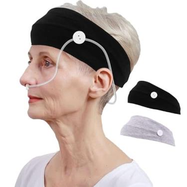 Imagem de 2 peças Cânula nasal confortável de oxigênio tecido elástico para orelha acessórios de faixa de cabelo cânula de oxigênio protetor de ouvido faixa de cabelo para usuários de oxigênio para evitar dores