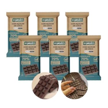 Imagem de MINI BARRA CHOCOLATE VEGANO 70% CACAU COM AÇÚCAR DE COCO VEGANUTRIS 13G - 6 UND