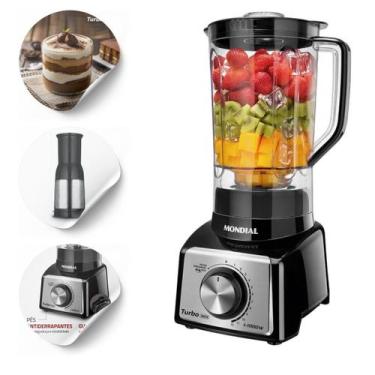Imagem de Liquidificador L-1100 Bi Turbo 3l Cor Preto E Inox 1100w Mondial 4 Lâm