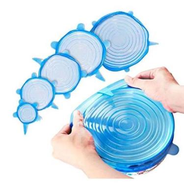 Imagem de Kit 6 Tampas de Silicone Universal panela Pote Reutilizável - QG DOS P