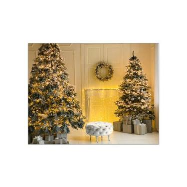 Imagem de Fundo Fotográfico 1,55 X 1,20 - Cenário Natal Branco com  Amarelas 100
