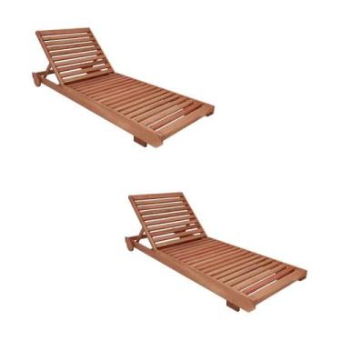 Imagem de Conjunto 2 Espreguiçadeiras Madeira Maciça Roma - Cedro Rosa