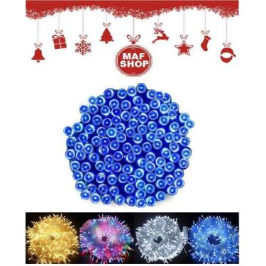 Imagem de Pisca Pisca Arvore De Natal 100 Led Luz Azul 8 Funções 127 V - Maf Sho