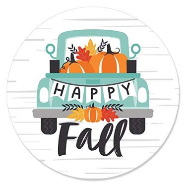 Imagem de Big Dot of Happiness Happy Fall Truck - Harvest Pumpkin Party Circle Sticker Labels - 24 Count