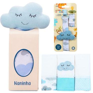 Imagem de Naninha + Prendedor de chupeta + Fralda de Boca Nuvenzinha Azul - Migu