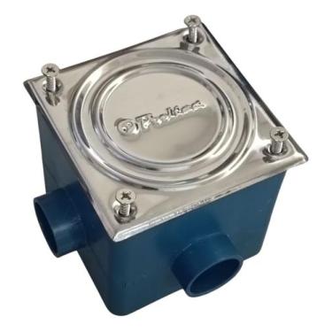 Imagem de Caixa De Passagem Inox Tampa Azul Para Led Piscina Pooltec