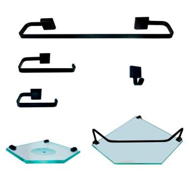 Imagem de Kit Para Banheiro Luxo Preto 2 Sextavado - VSA, Incolor