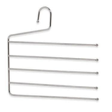 Imagem de Cabide Em Aço Para 5 Calças Cromado Reforçado Não Desfia - Ampla Brasi
