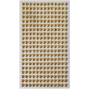 Imagem de Pedraria 1/2 Pérola 6MM Ouro Adesiva PCT com 12 - Make