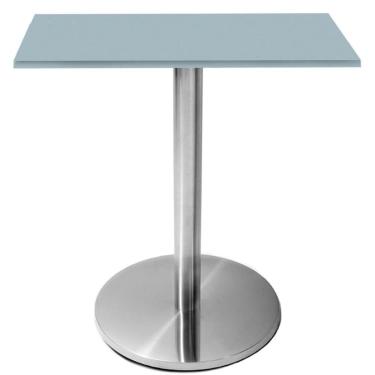 Imagem de Mesa Beta Inox 75 Cm altura Disco Redondo Tampo Mdp Quadrado 60 Cm Largura X 2,50 Cm Altura Cinza