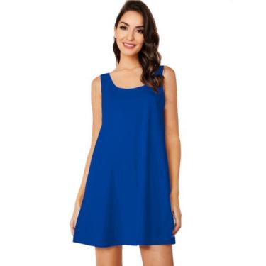 Imagem de Vestido Feminino Básiquinho Casual Curto Tribo Livre, Azul royal, G