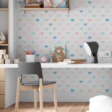 Imagem de Papel de Parede Adesivo Corações Coloridos N06253 0,58x2,5M - Adesivo 