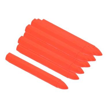 Imagem de PATIKIL Giz de cera para marcação, 12 peças de giz de cera hexagonal de 10,7 x 1,5 cm para madeira, vidro, cerâmica, caixas, pano, pedra, vermelho fluorescente