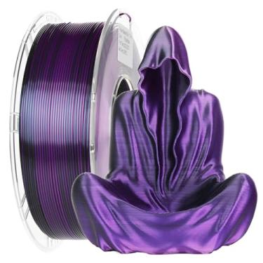 Imagem de FXAAGFH Pacote de filamentos de impressora 3D de 1 kg, filamento de impressão PLA 3D 1,75 mm, duas cores, +/-0,03 mm, 1 kg/2,2 lbs seda roxo preto
