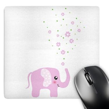 Imagem de 3dRose 20 x 20 x 0,65 cm fofo rosa elefante soprando flores de porta-malas Kawaii infantil animal bebê menina desenho mouse pad (mp_113125_1)
