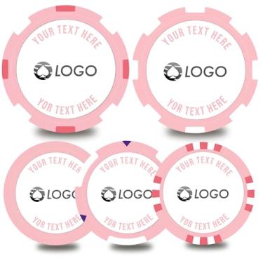 Imagem de pensoda 100-500 fichas de pôquer personalizadas, 5 disponíveis, impressão colorida imagem ou logotipo personalizado, coloque o design em uma ficha de plástico, conjunto para fichas de bar, festa,