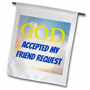 Imagem de 3dRose fl_180162_1 God Accepted My Friend Request, Yellow and Blue Letter on Cloud Picture Garden Flag, 30 x 45 cm