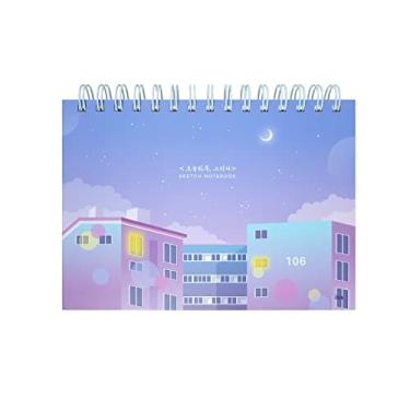 Imagem de Caderno de desenho em espiral Shining Day, caderno estético sem forro, 14,7 cm x 20,3 cm, 75 folhas, papel de desenho de qualidade premium de 130 g/m², capa dura, nota de esboço em branco (entrevista)