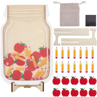 Imagem de GORGECRAFT Pote de recompensa de maçãs e lápis para professores Prêmio Madeira Comportamento Penico Treinamento Quadro de avisos Incentivo Personalizado Gráfico de Ferramentas de Gerenciamento para