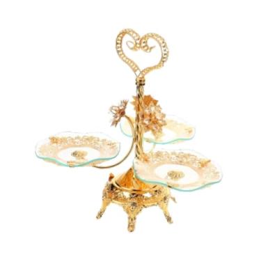 Imagem de WeiLaiKeQi Pratos de frutas em camadas Suporte para bolo Bandeja de vidro estilo europeu Tigela de frutas para casa Restaurante Sala de jantar Casamento Evento