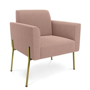 Imagem de Poltrona Sala de Estar Pé Ferro Dourado Marisa Bouclê Rosê D03 - D`Rossi
