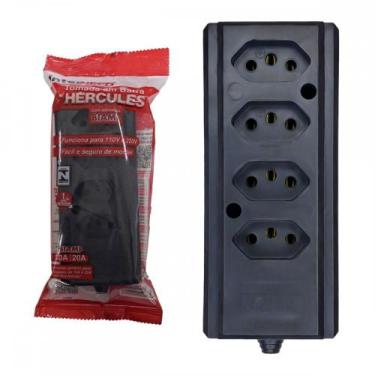 Imagem de Tomada Barra Interneed 2 Polos +Terra Preta 20A. Quadrupla, Preto