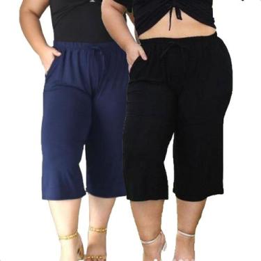 Imagem de Kit 2 Calça Plus Size Pantacourt Feminina Malha Viscolycra - Moda_Gasp