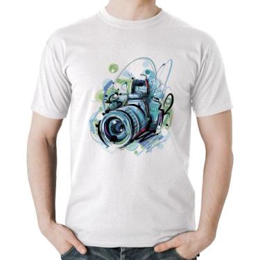 Imagem de Camiseta Algodão Câmera Fotográfica - Foca na Moda, Branco, GG