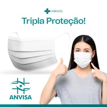 Imagem de Kit 50 Máscaras Cirúrgicas Triplas Descartáveis Brancas - FABRASA