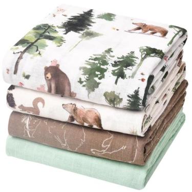 Imagem de Cobertores Swaddle para Bebê David's - 100% Algodão, 47x47 Polegadas (
