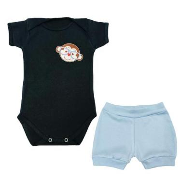 Imagem de Conjunto Body Bebê Manga Curta Macaco de Óculos + Shorts - Generic, P,
