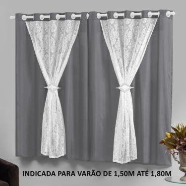 Imagem de Cortina Pequena para Sala 2,20m x 1,30m com forro Marrocos - EMPÓRIO D