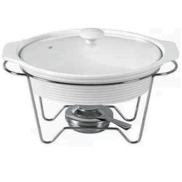 Imagem de Rechaud 1,5L Porcelana Oval Com Queimador 35x21,5x21,5cm.