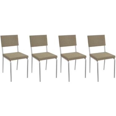 Imagem de Kit 4 Cadeiras De Cozinha Zaria 2c128 4 Un Cromado Bouclê Fendi A057