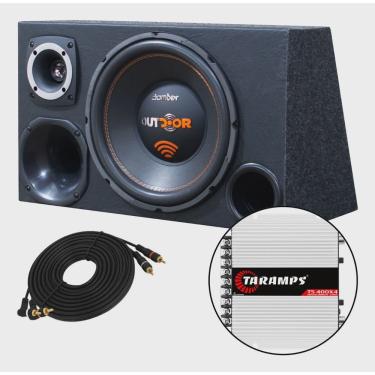 Imagem de Caixa Som Trio 12 Subwoofer Bomber + Módulo Taramps Ts400.4