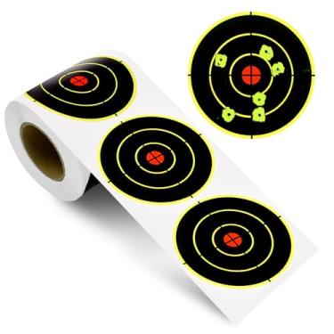 Imagem de Alvos de tiro, adesivos de alvos de respingo de 7,6 cm, 250 peças, alvos autoadesivos para alcance de tiro, alvos de papel reativo para arma, alvo para airsoft, rifle, prática de tiro de pistola, lado