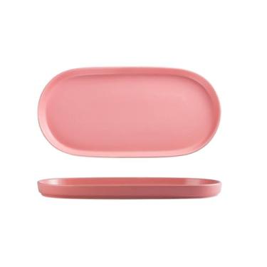 Imagem de Prato de cerâmica esmaltada, prato criativo de massa de bife ocidental - rosa semi-claro
