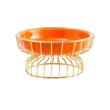 Imagem de Prato de frutas de cerâmica criativo, prato de mesa de sobremesa de hotel dim sum - laranja grande