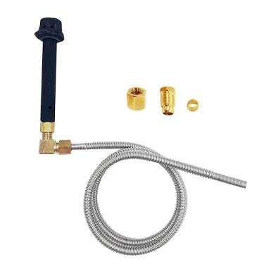 Imagem de MENSI Queimador A Jato Para Fogão Wok Chinês, Chama Piloto De Ferro Fundido, Mini Pequeno, Kit Segurança Com Mangueira Gás Flexível M10X1 E Conexões 1/4"