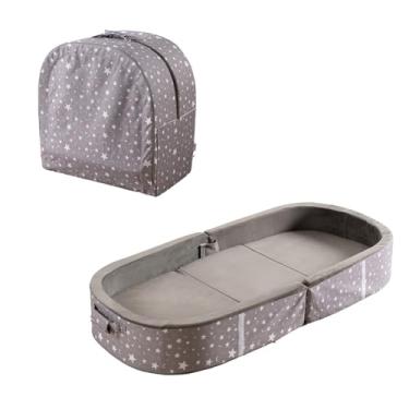 Imagem de BYBYME Cama portátil de viagem infantil – berço dobrável à prova d'água com lençol de elástico lavável – Berços dobráveis ideais para dormir e dormir (cinza escuro)