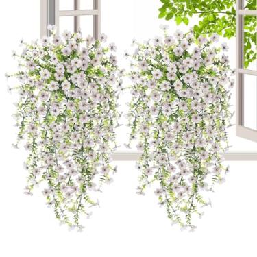 Imagem de Plantas Artificiais para Exterior - Trepadeira Decorativa Para Festas,Flores Artificiais Vibrantes Para Pendurar Kit Com 2 Unidades Para Quintal Varanda Sacada Pátio Jardim Ambientes Internos E