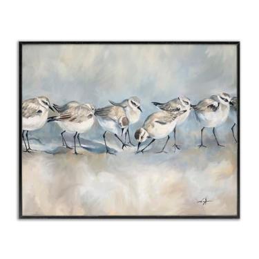 Imagem de Stupell Industries Arte giclée emoldurada preta Sandpiper Birds Mirage, design por Ramona Murdock, 14 x 11