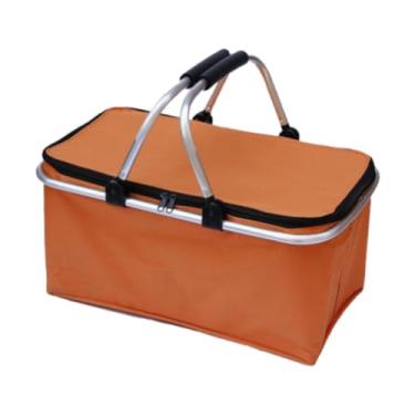 Imagem de SiaBiced Bolsa de cesta de isolada dobrável Multryuse Practical Lightweight Bag Cesto ao ar livre para pesca com churrasco, Laranja