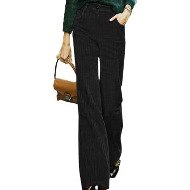 Imagem de Calças De Veludo Cotelê Para Mulheres - Moda Feminina Calças De Veludo Cotelê Preto Outono Cintura Alta Sólida Calças De Perna Larga Vintage Work Palazzo Casual Loose Pantalon, As Shown, 3XL